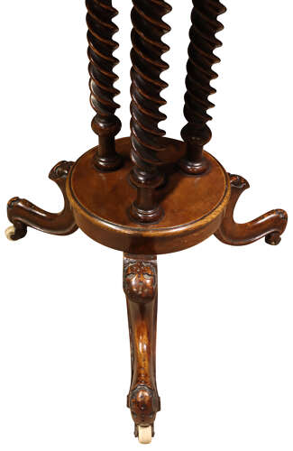 Unusual Victorian Circular Inlaid Burr Walnut Lamp Table, England, circa 1860