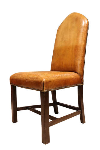 Set of 8 Oak and Leather Dining Chairs – 19th Century