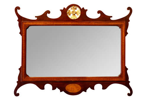 Antique Mahogany Wall Mirror  Circa 1900