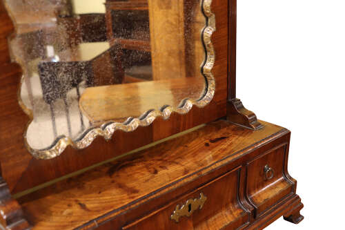 George II Mahogany Toilet Mirror with Three Drawers, Circa 1740