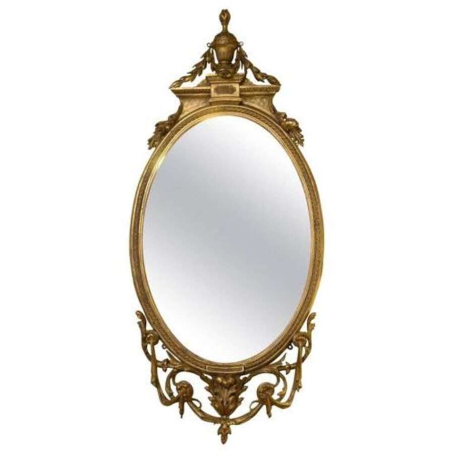 Mid 19thc Carved Oval Mirror