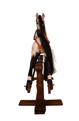 Large Mid-20th Century Dapple Grey Rocking Horse on Safety Stand