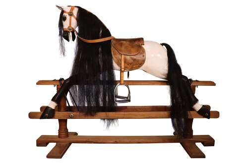 Large Mid-20th Century Dapple Grey Rocking Horse on Safety Stand