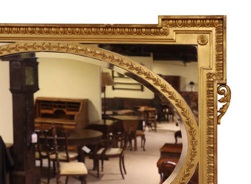 Antique Giltwood & Gesso Hepplewhite Style Overmantel Mirror, c.1900
