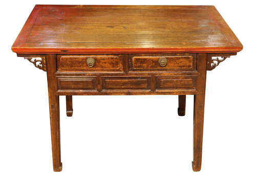 Antique Chinese Hardwood Side Table with Drawers, c.1820