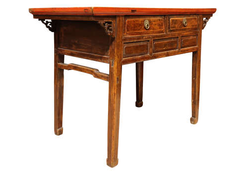 Antique Chinese Hardwood Side Table with Drawers, c.1820