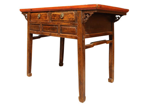 Antique Chinese Hardwood Side Table with Drawers, c.1820