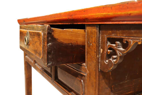 Antique Chinese Hardwood Side Table with Drawers, c.1820