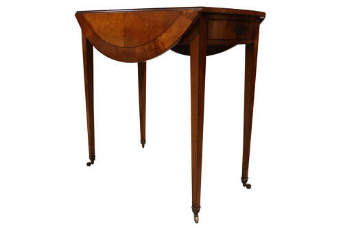 Fine 19th Century Satinwood Oval Pembroke Table with Crossbanded Top