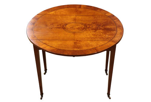 Fine 19th Century Satinwood Oval Pembroke Table with Crossbanded Top