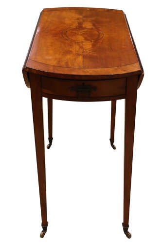 Fine 19th Century Satinwood Oval Pembroke Table with Crossbanded Top