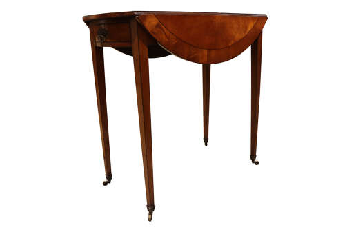 Fine 19th Century Satinwood Oval Pembroke Table with Crossbanded Top