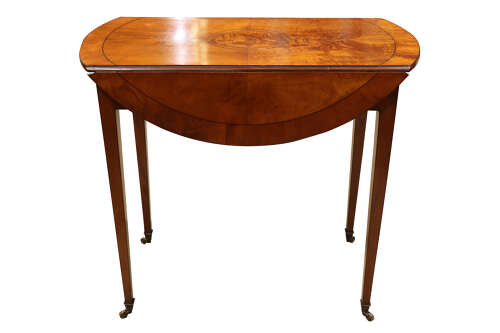 Fine 19th Century Satinwood Oval Pembroke Table with Crossbanded Top