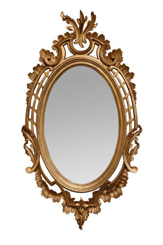 Chippendale Style Oval Giltwood Wall Mirror