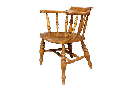 Mid 19th Century Smokers Bow / Captains Chair in Beech & Elm – c.1850