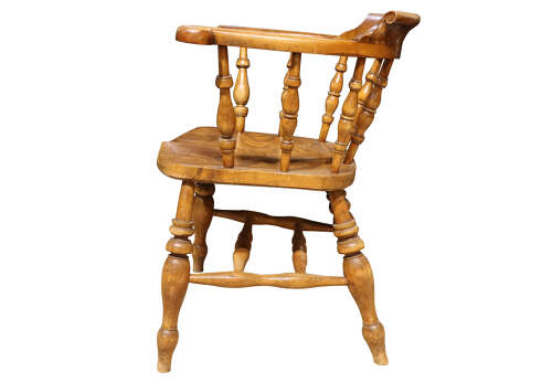 Mid 19th Century Smokers Bow / Captains Chair in Beech & Elm – c.1850