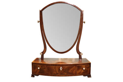 Georgian Mahogany Dressing Table Mirror with Sheild-Shaped Plate, Circa 1800