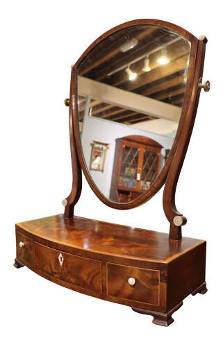 Georgian Mahogany Dressing Table Mirror with Sheild-Shaped Plate, Circa 1800