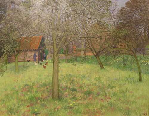 Diana Calvert (b. 1941) – “Feeding the Chickens”