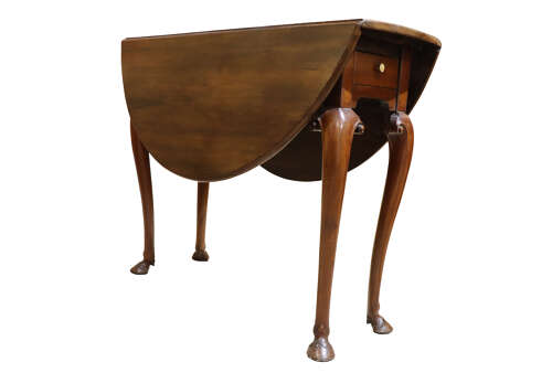 George II Cuban Mahogany Drop-Leaf Table with Hoof Feet – Circa 1750