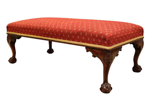 A Large Mahogany Upholstered Chippendale Style Footstool, Circa 1890