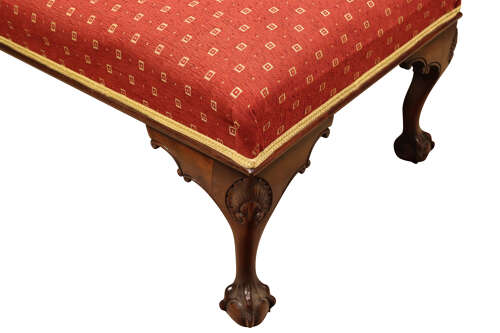 A Large Mahogany Upholstered Chippendale Style Footstool, Circa 1890