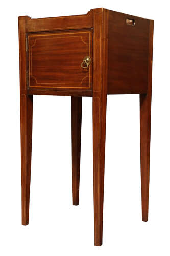 19th Century Inlaid Mahogany Bedside Table