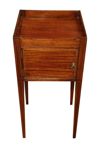 19th Century Inlaid Mahogany Bedside Table