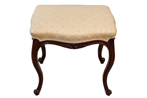 A Pretty 19th Century Mahogany Upholstered Footstool, Circa 1860