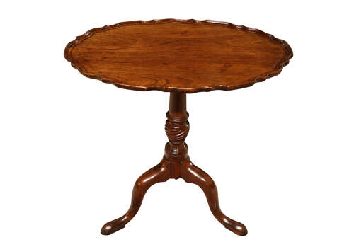 Georgian Mahogany Wine Table with Pie-Crust Edge, Circa 1860