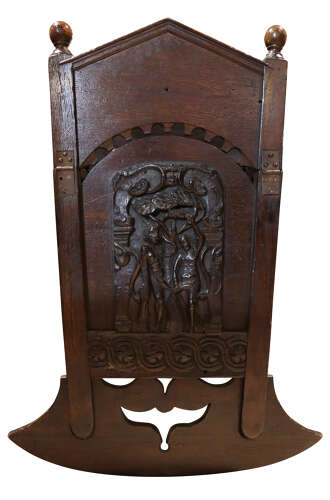 A 17th Century Style Oak Panelled Crib, circa mid-19th century