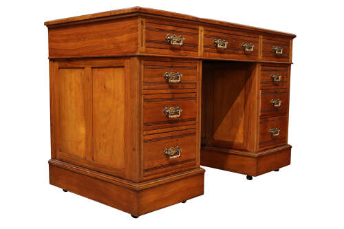 A Good Quality Victorian Walnut Pedestal Desk, circa 1880