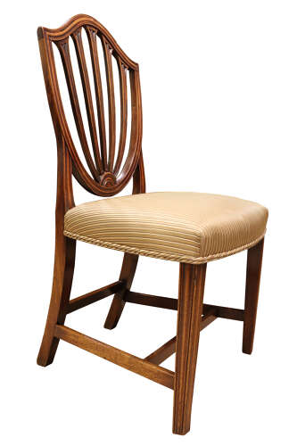 A Set of Six George III Mahogany Shield Back Dining Chairs