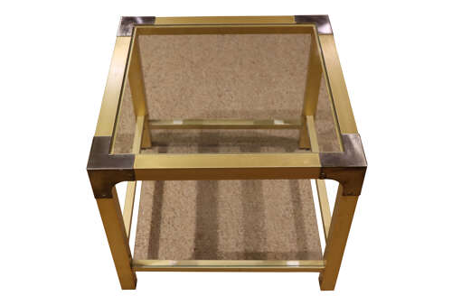 Pair of Mid-20th Century Brass and Glass Two-Tier Tables