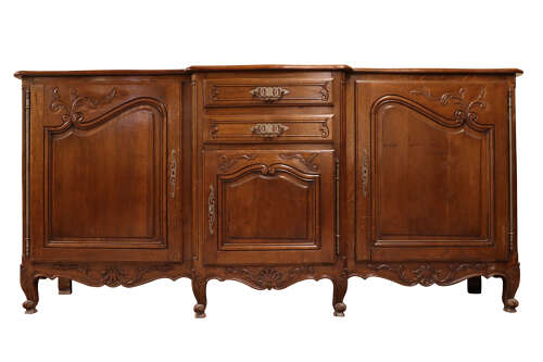 French Oak Parquetry Top Sideboard, Louis XV Style, circa 1930
