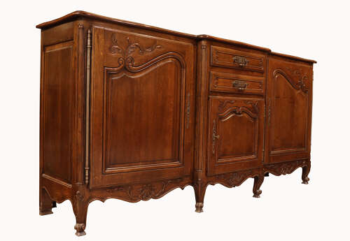 French Oak Parquetry Top Sideboard, Louis XV Style, circa 1930