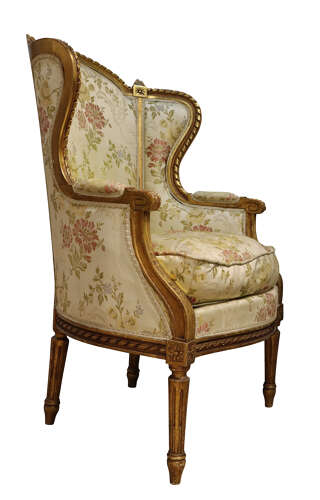 Pair of Antique French Giltwood Wingback Armchairs