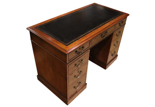 19th Century Mahogany Pedestal Desk with Leather Top – Circa 1860