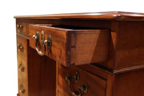 19th Century Mahogany Pedestal Desk with Leather Top – Circa 1860