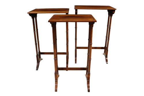 Regency Rosewood Nest of Three Tables, c.1820