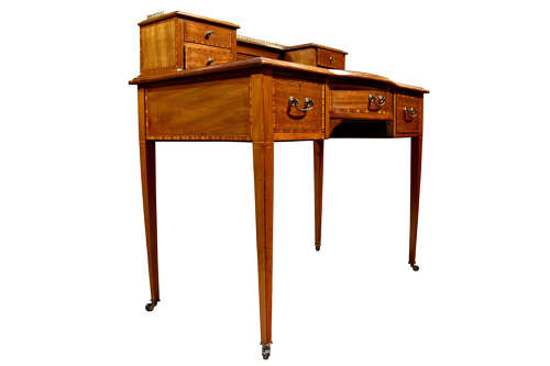 Edwardian Inlaid Mahogany Writing Table by J. A. Shoolbred, c.1910