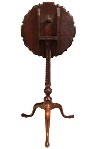 A Fine George III Mahogany Piecrust Rim Lamp Table