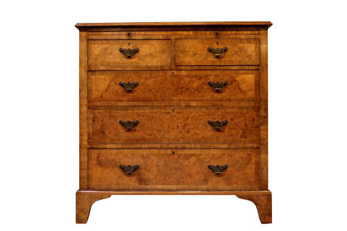 Georgian Style Walnut Crossbanded Bachelor’s Chest with Slide, circa 1930s