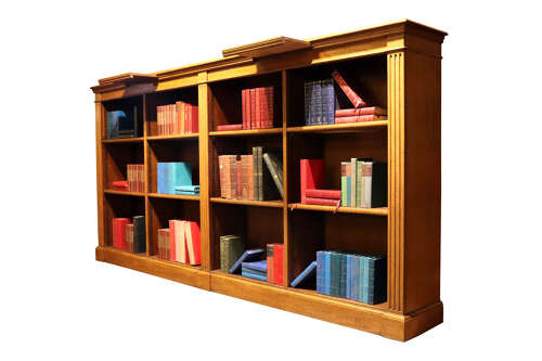 Large Oak Four-Section Library Bookcase with Book Slides, c.1900