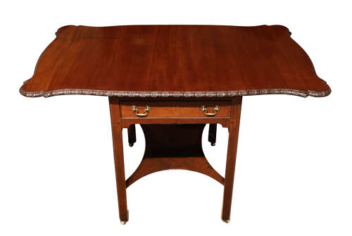 Georgian Cuban Mahogany Drop-Leaf Occasional Table with Two Drawers, c.1760–1780