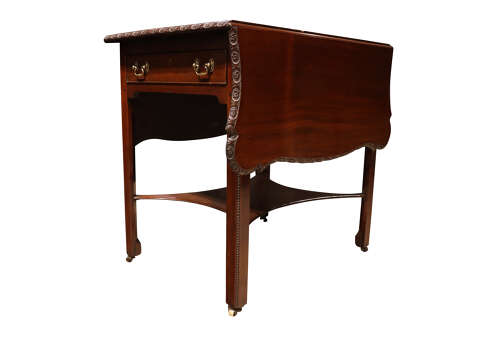 Georgian Cuban Mahogany Drop-Leaf Occasional Table with Two Drawers, c.1760–1780