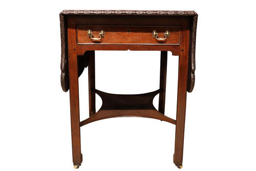 Georgian Cuban Mahogany Drop-Leaf Occasional Table with Two Drawers, c.1760–1780