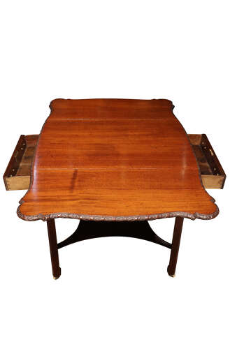 Georgian Cuban Mahogany Drop-Leaf Occasional Table with Two Drawers, c.1760–1780