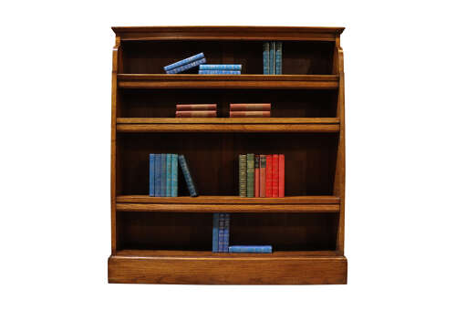 Edwardian Oak Open Bookcase with Hinged Shelves