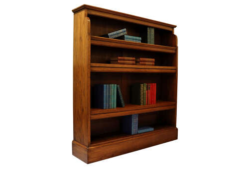 Edwardian Oak Open Bookcase with Hinged Shelves
